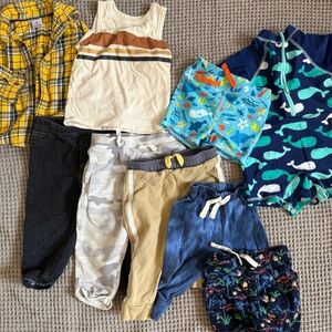 9pc Baby Toddler Boys Clothing Bundle 6-12 Months